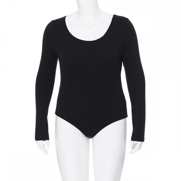 Ribbed Scoop Neck Bodysuit