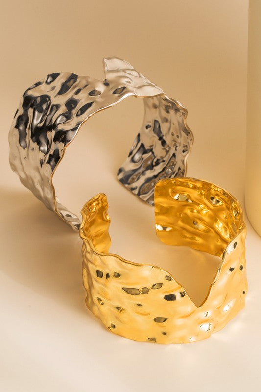 Irregular Hammered Metal Cuff Bracelet