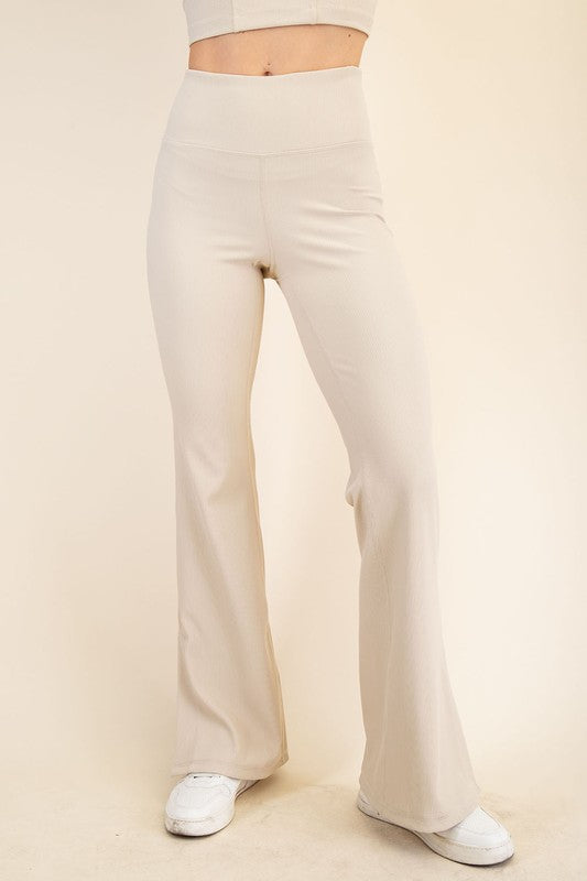 Nylon Rib Flare Leggings