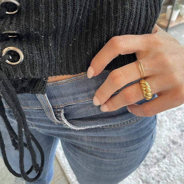 Waterproof Gold Croissant Ring