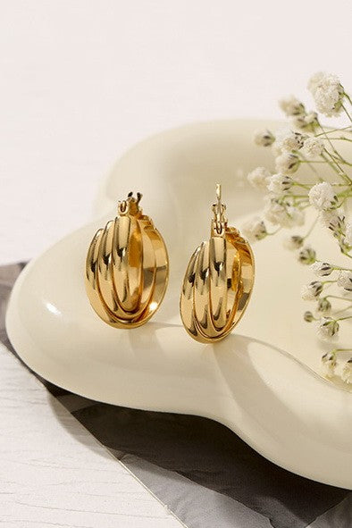18K Stainless Steel Tarnish Free Triple Oval Hoops