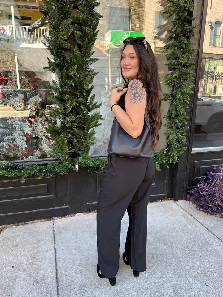 High Waist Satin Leopard Woven Pants