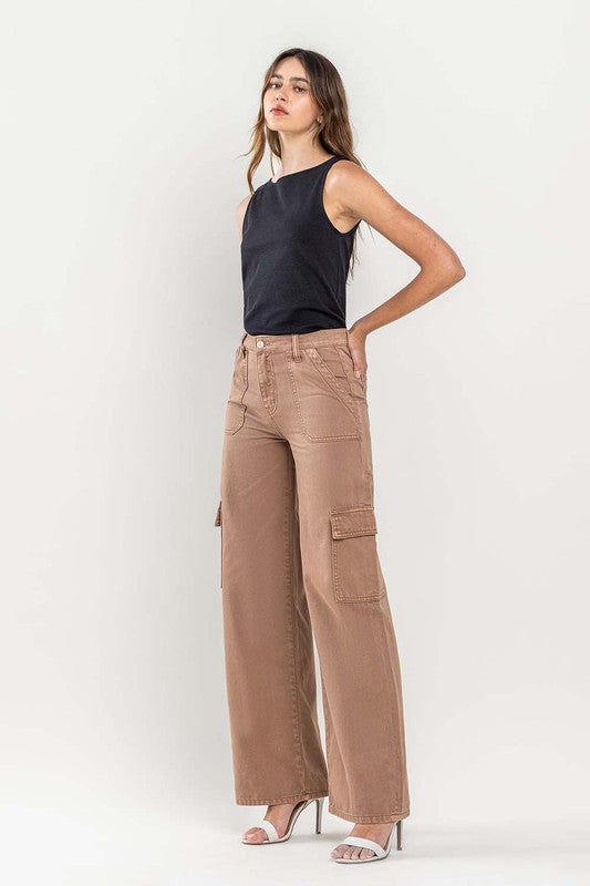 High Rise Utility Cargo Wide Jeans