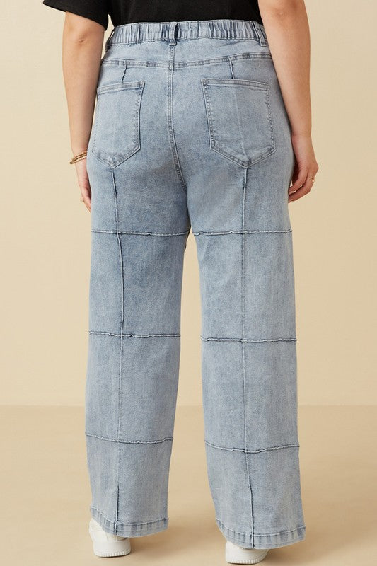 Plus size Washed Paneled Detail Denim Jeans