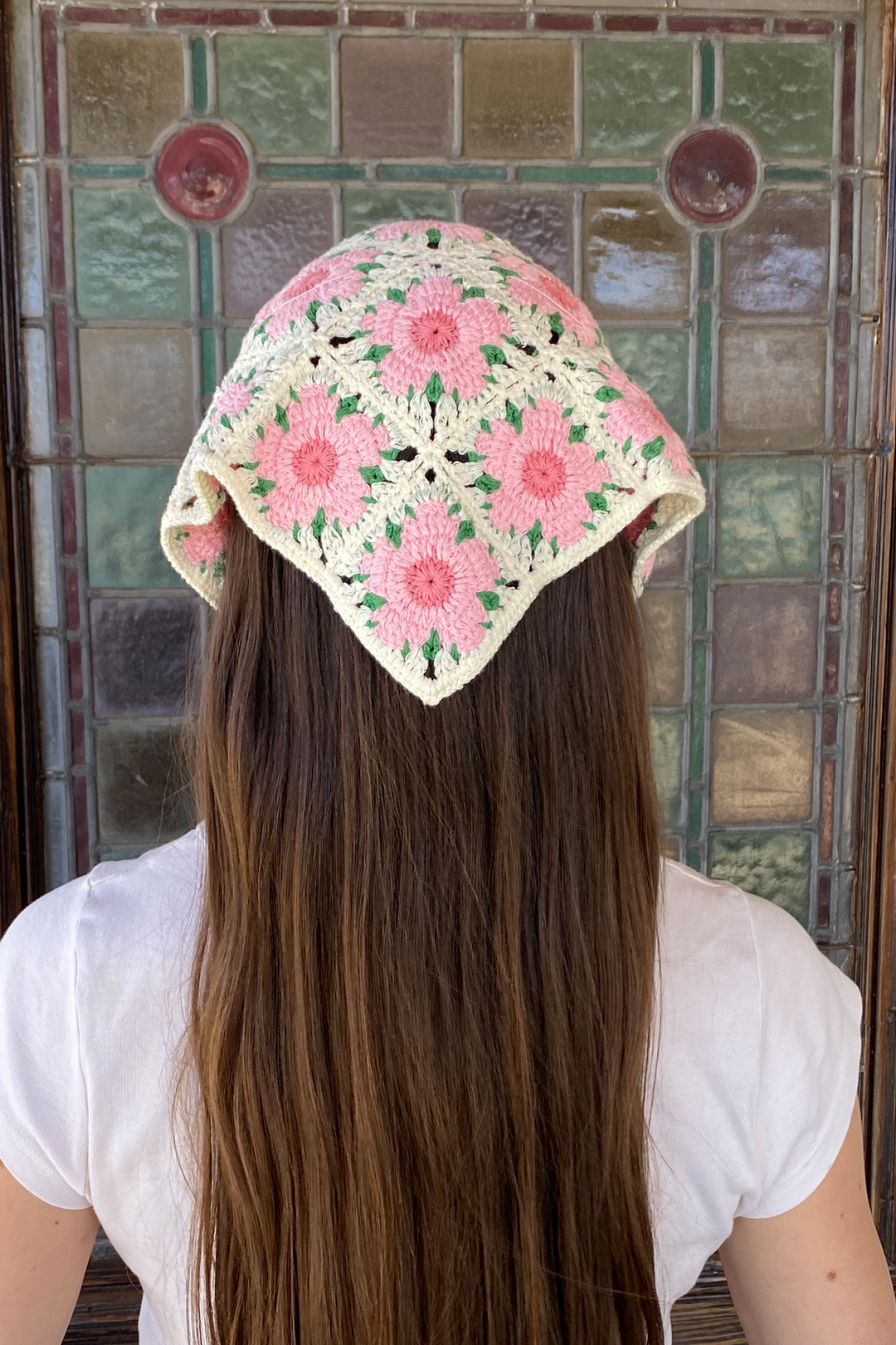 Floral Crochet Head Scarf