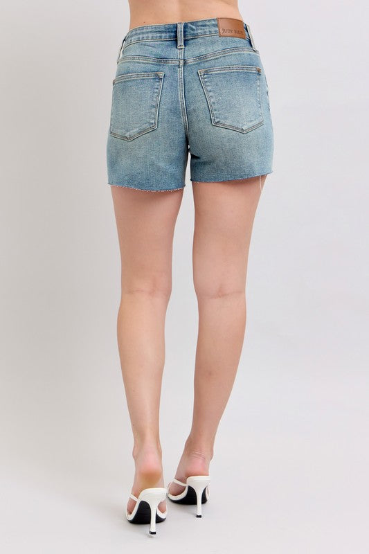 Judy Blue Vintage Wash Button Fly & Destroy Shorts
