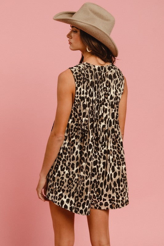 Leopard Pattern Pattern Romper With Side Pocket