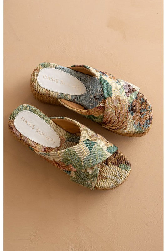 Floral Raffia Platform Sandal
