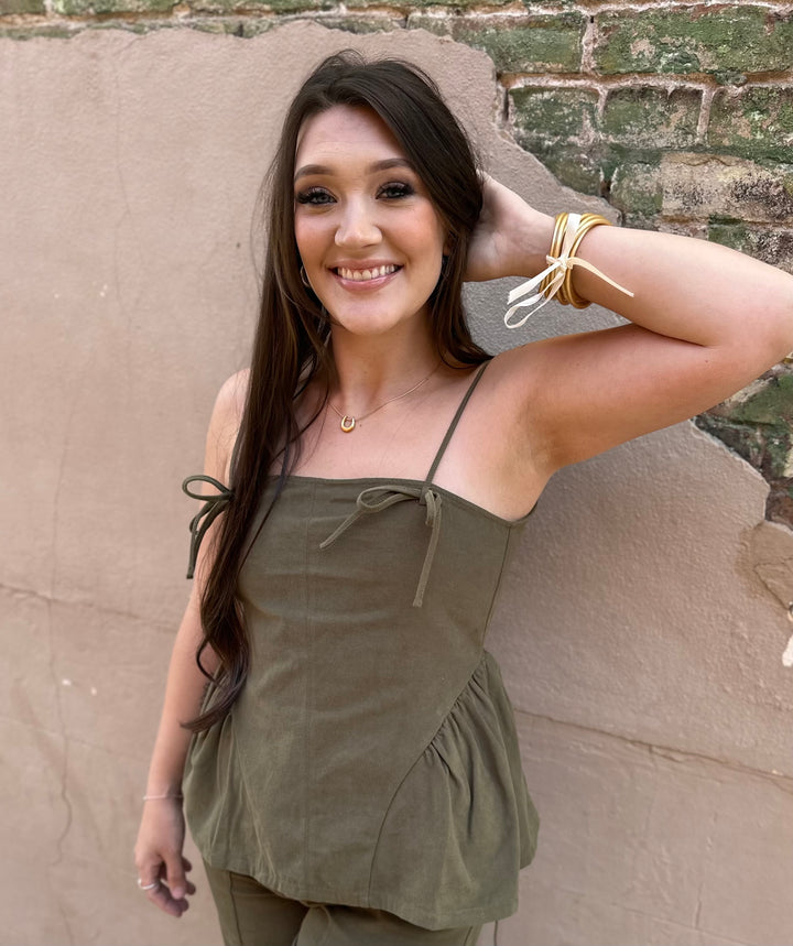 Bow Trim Peplum Top