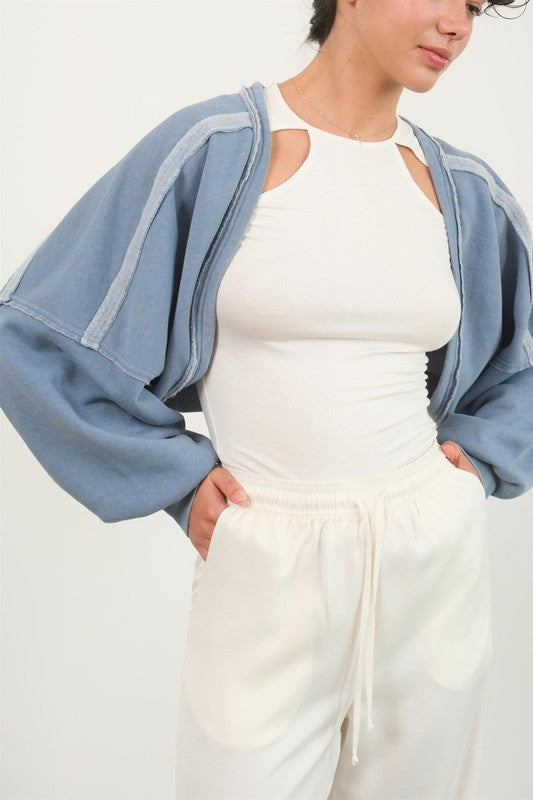 Oversized Contrast Cropped Shrug