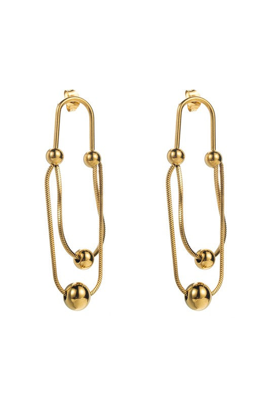 Stainless Steel Long Geometric Dangle Earrings