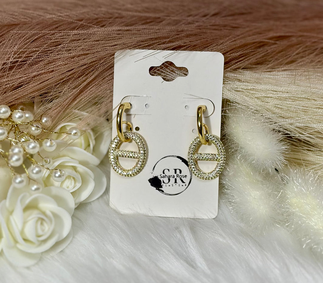 Pave Mariner Link Drop Earrings