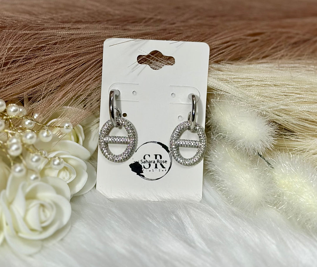 Pave Mariner Link Drop Earrings
