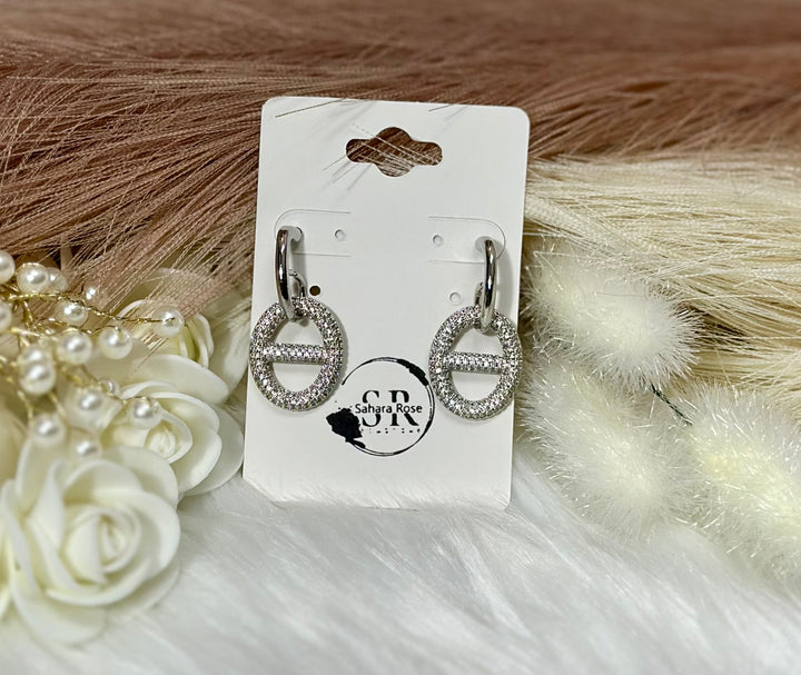 Pave Mariner Link Drop Earrings