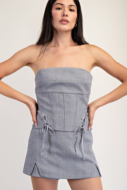 Textured Stretch Herringbone Corset Top