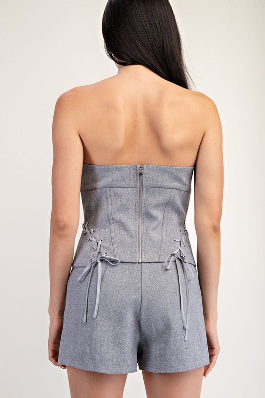 Textured Stretch Herringbone Corset Top