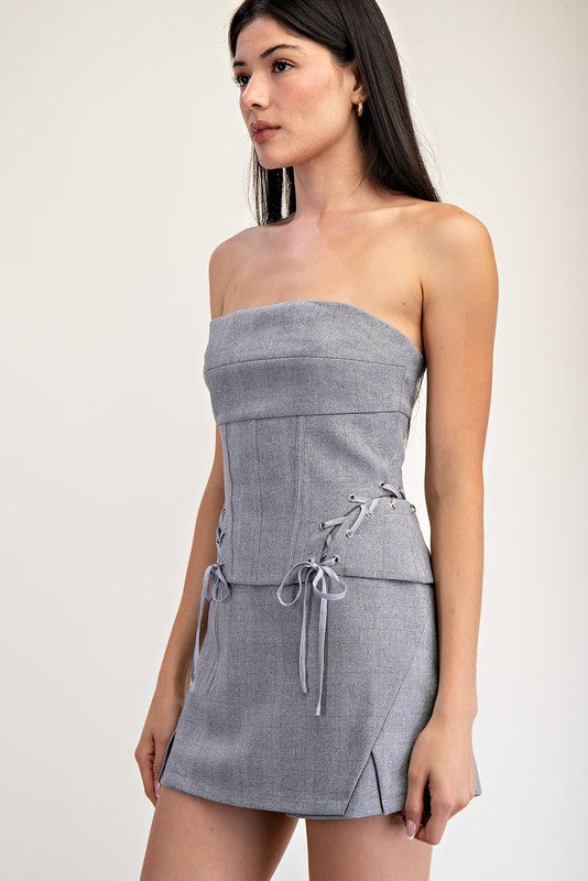 Textured Stretch Herringbone Corset Top