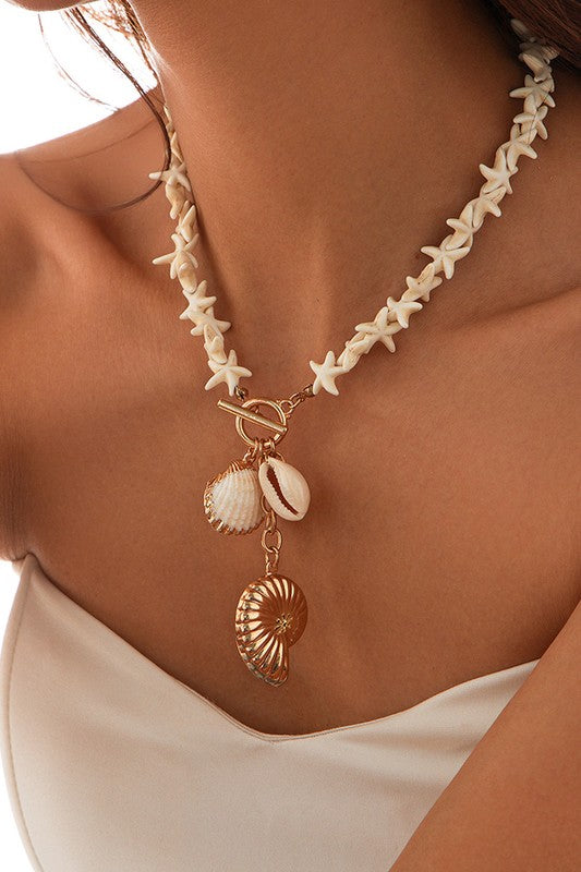 Boho Irregular Starfish Shell Bead Necklace