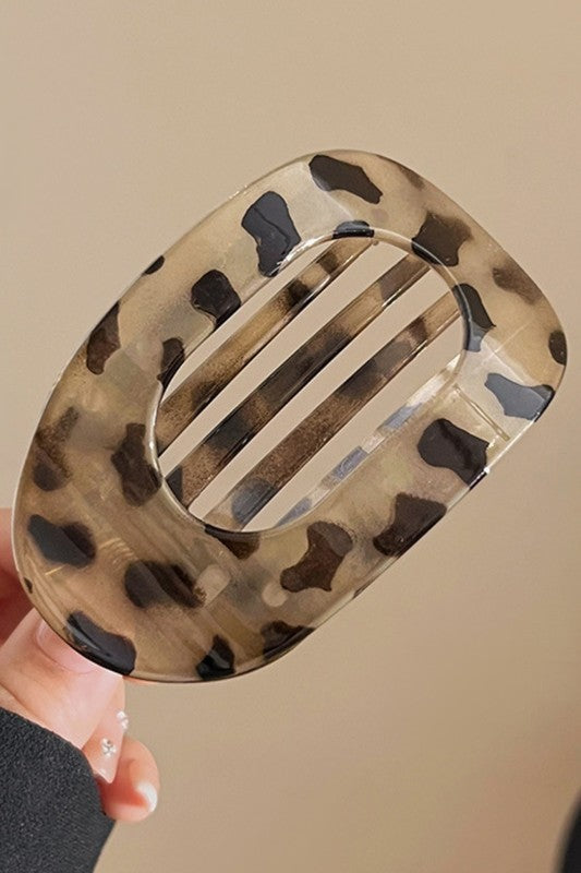 Matte Oval Flat Curved Design Hair Clip