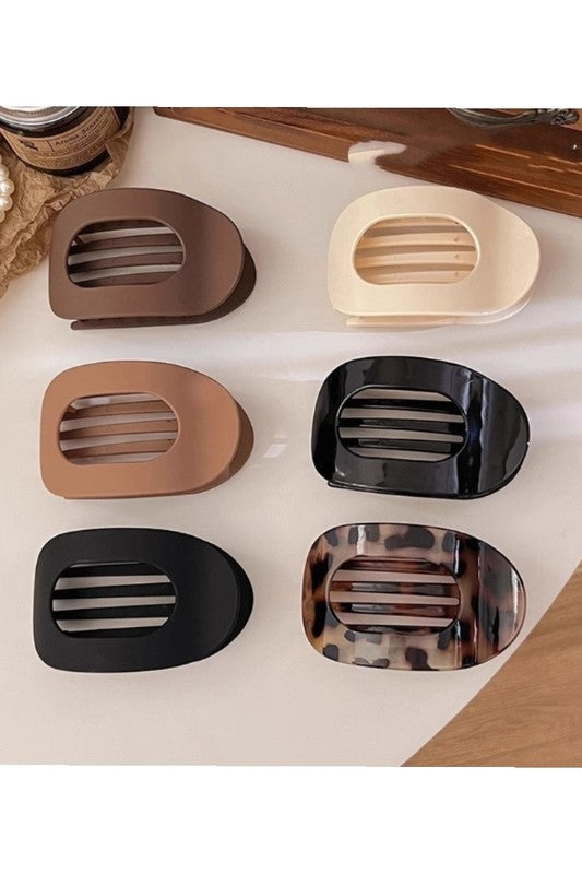 Matte Oval Flat Curved Design Hair Clip
