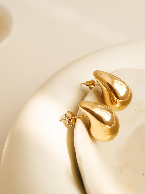 18K Gold Non-Tarnish Large Huggie Droplet Earring