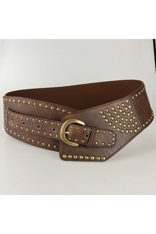 Studded Waist Cincher Decor Buckle Western Belt