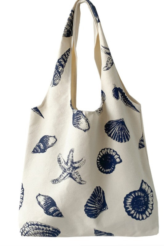 Boho Starfish Shell Canvas Shoulder Tote Bag