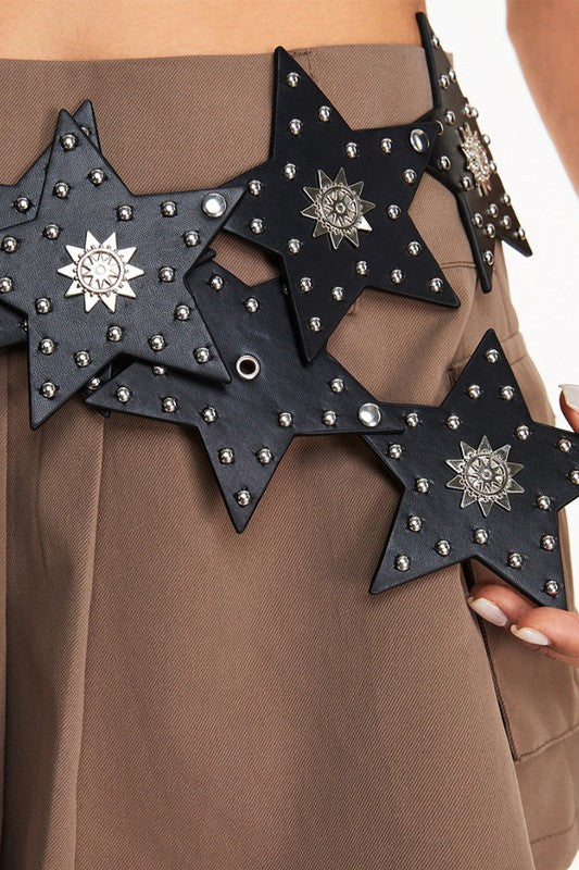 Star Pu Leather Waist Cincher Stud Belt