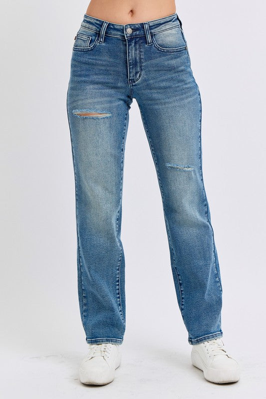 Judy Blue Contrast Wash Destroy Dad Jean