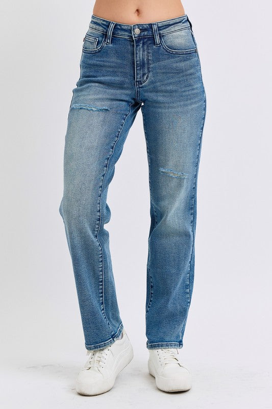 Judy Blue Contrast Wash Destroy Dad Jean