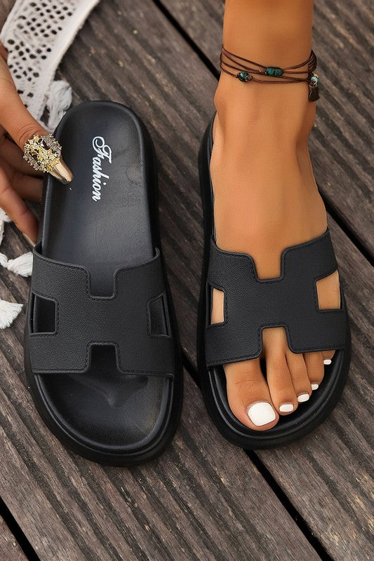 Sandals Cutout Design Open Toe Platform Slippers