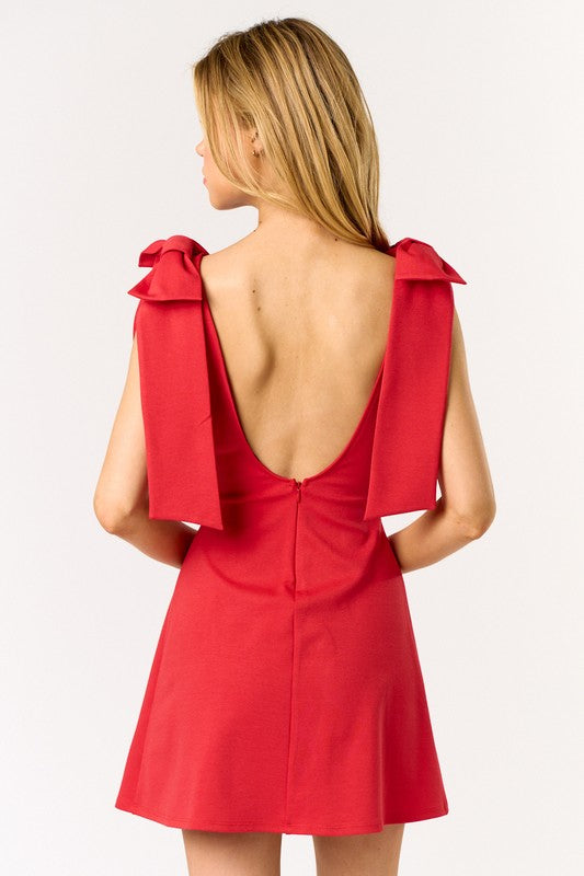 Mini Dress With Velvet Bow