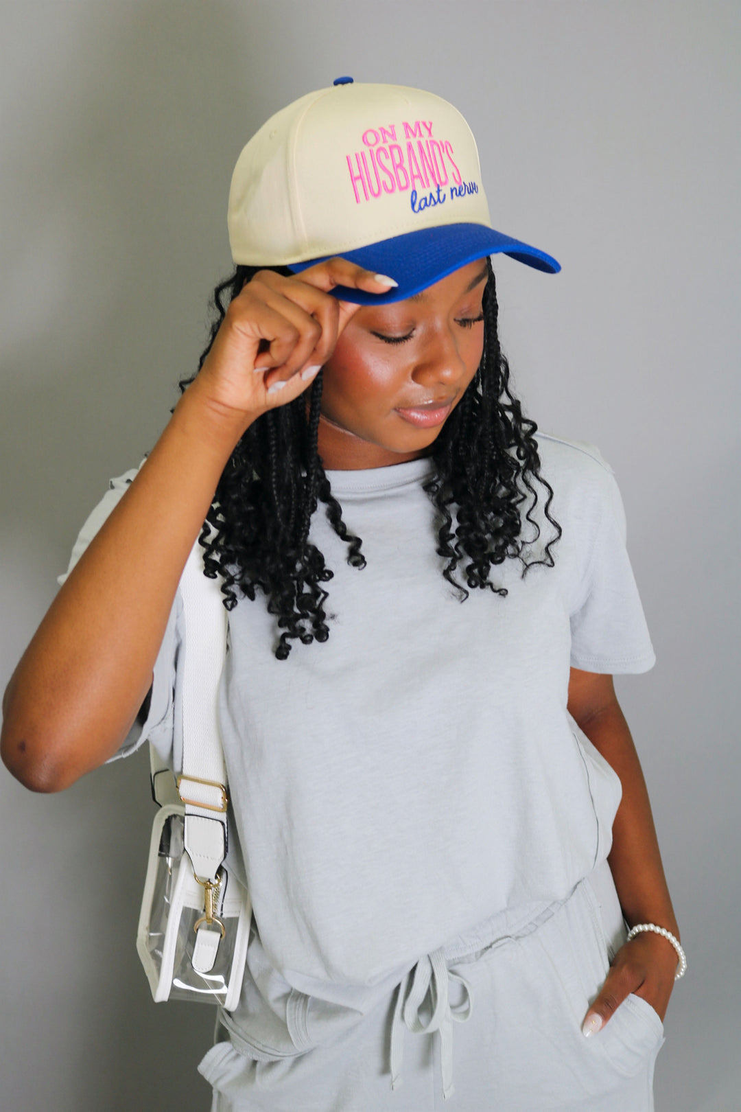 On My Husband's Last Nerve Vintage Trucker Hat