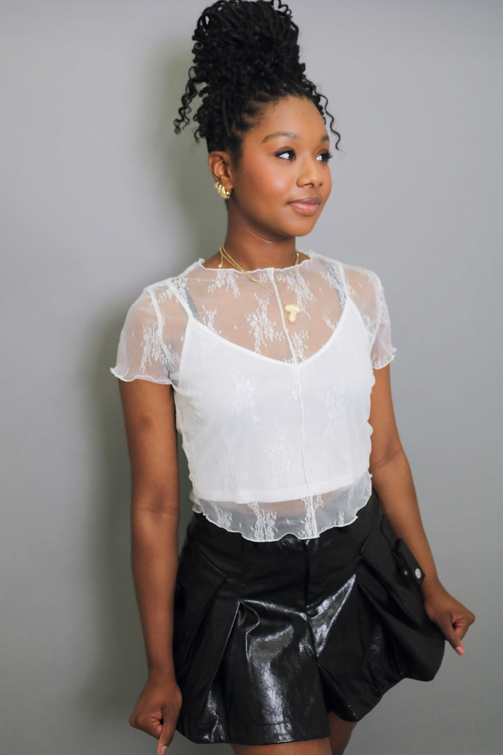 Lace Fabric With Tank Top Lined Top