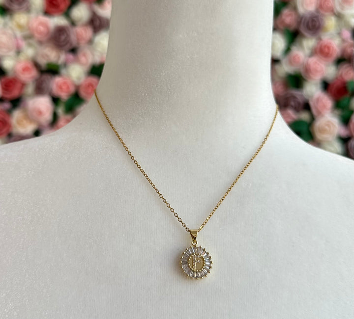 Rhinestone personalized initial necklace