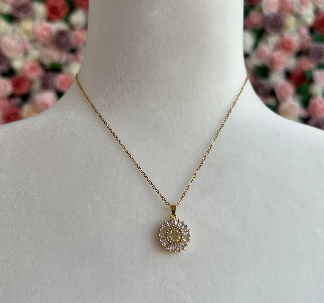 Rhinestone personalized initial necklace