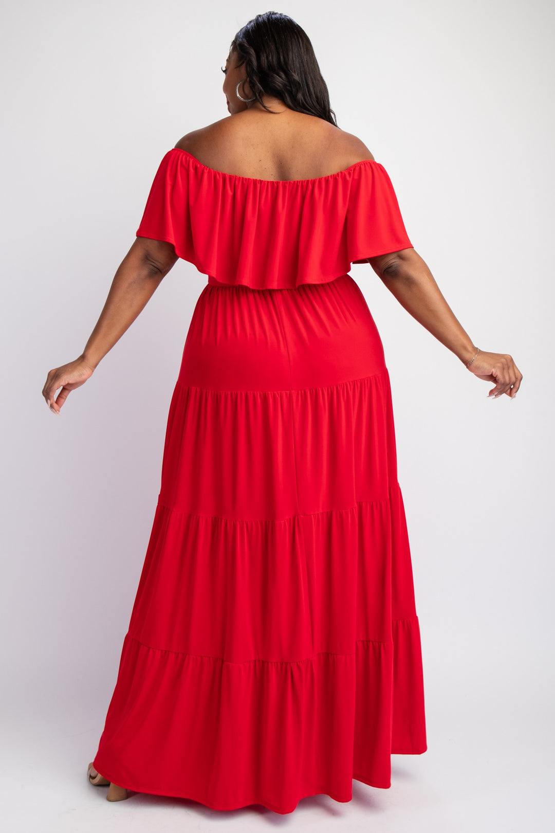 Plus Size Knit Maxi Tiered Dress