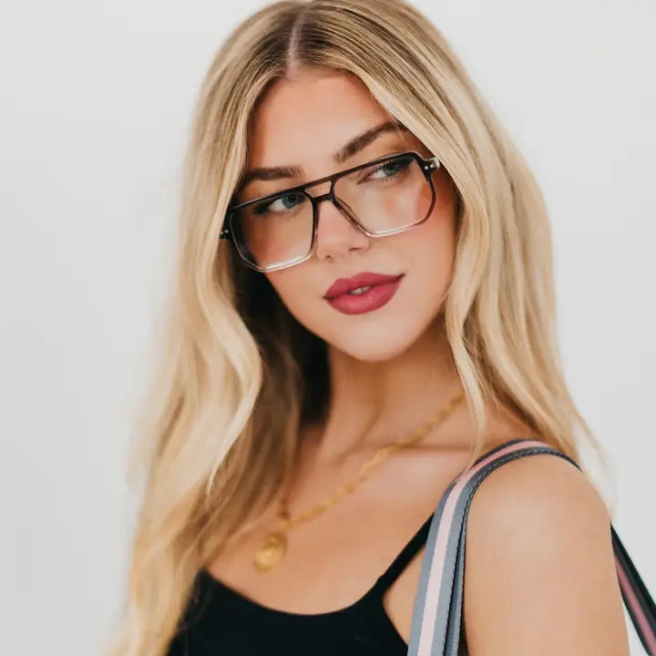 Oversized Square Aviator Light Glasses