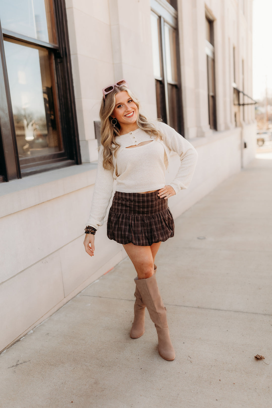 Plaid Bubble Mini Skirt